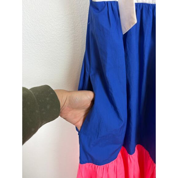 Lilly Pulitzer Anlee Color Block Tiered Bow Tie Smocked Back Midi Dress 8 - Picture 5 of 6